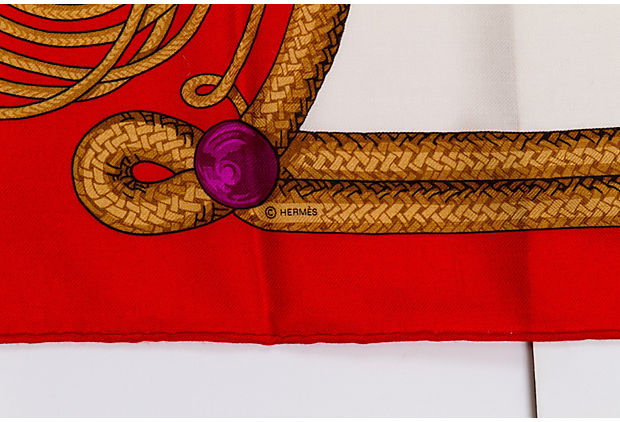 Hermes Cashmere Red Brandebourgs Shawl