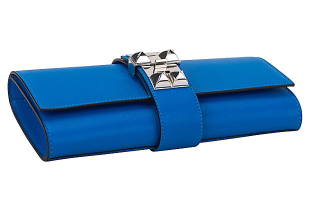 Hermes Blue Zanzibar Chevre Medor Clutch