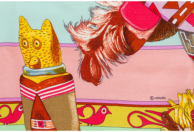 Hermes Pink Kachinas Cashmere Scarf