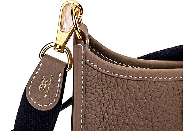 Hermes Mini Evelyne Étoupe Blue Gold