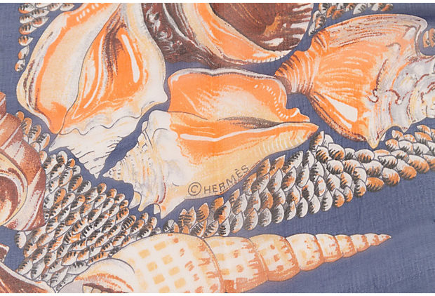 Hermes Rocaille Blue Chiffon Xlg Shawl