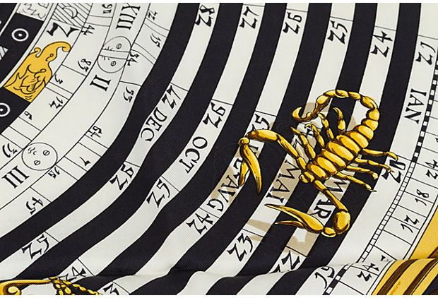Hermes Black Astrologie Silk Twill Scarf