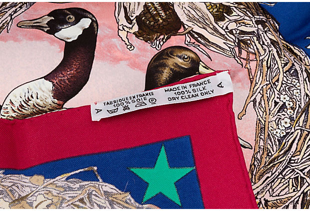 Hermes Blue Texas Wildlife Silk Scarf