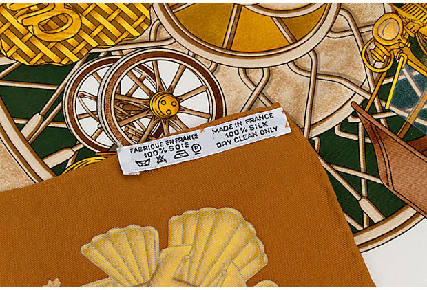 Hermes Brown Voitures Silk Twill Scarf