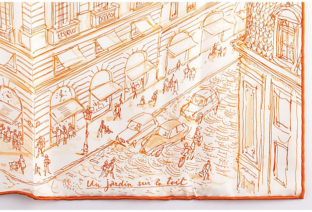 Hermes Orange Le Jardin Silk Gavroche