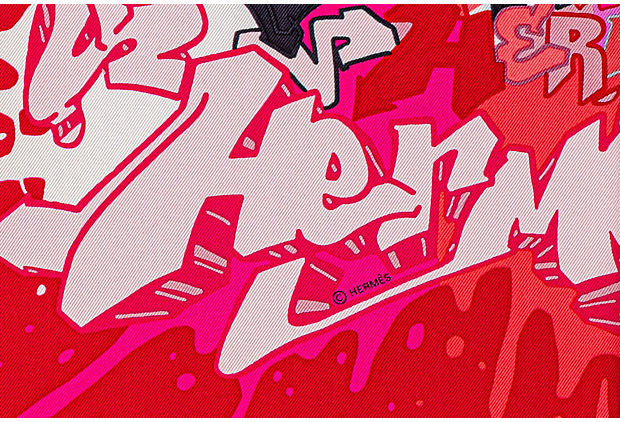 Hermes Fuchsia Graffiti Silk Sm Scarf
