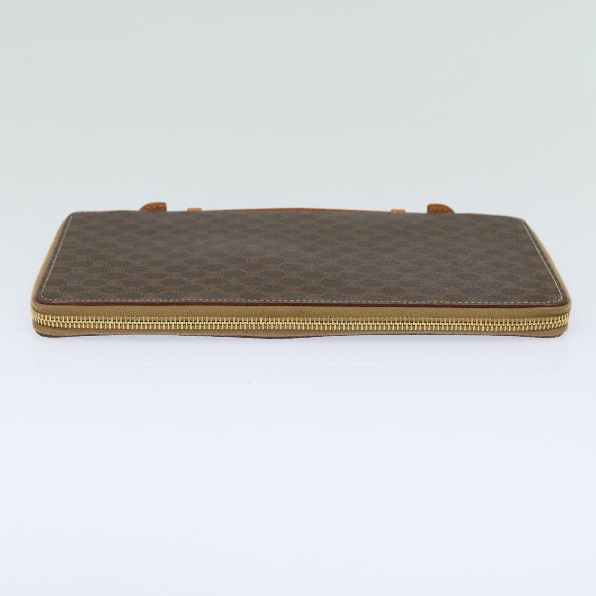 Luxury CELINE Macadam Canvas Travel Case PVC Leather Brown 13127