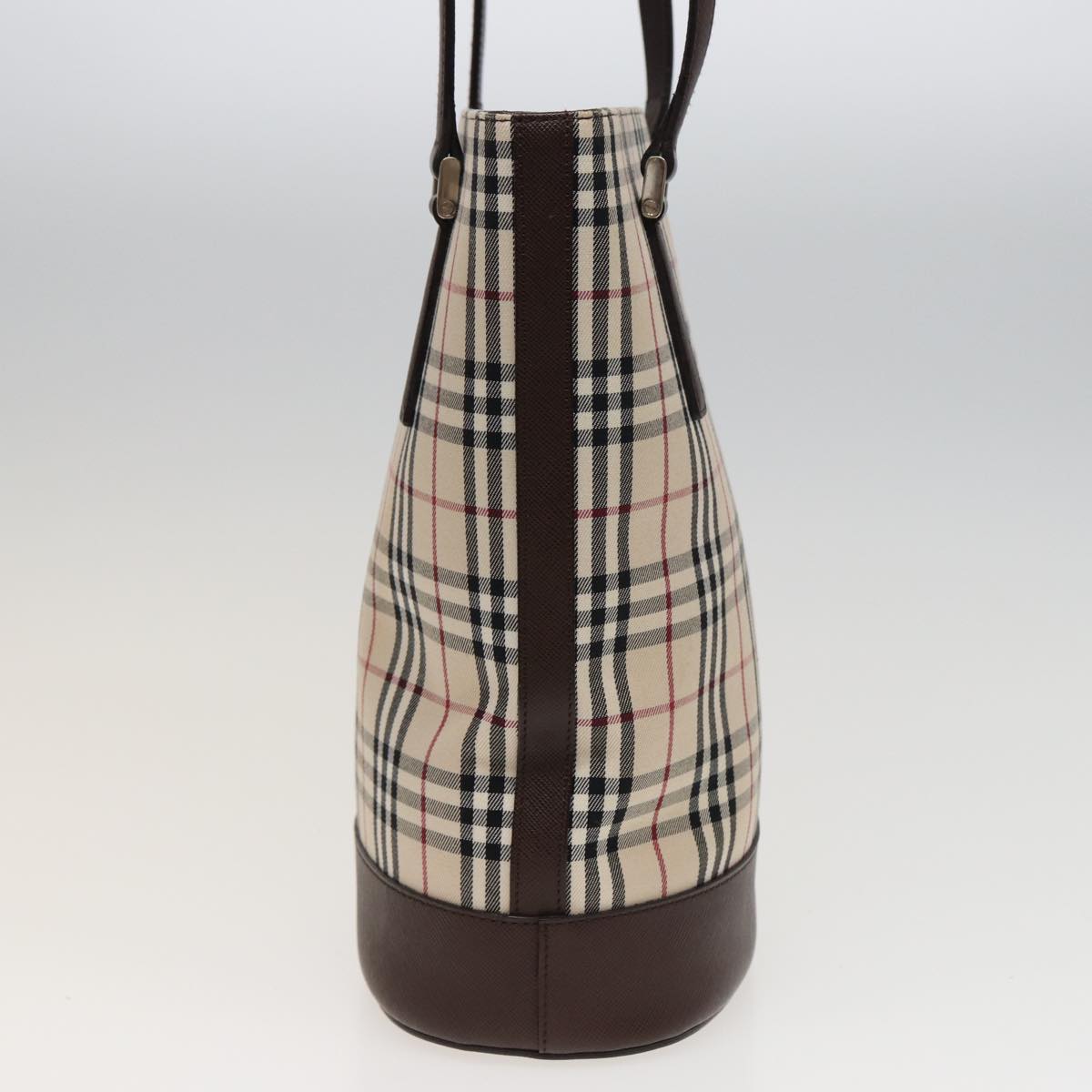 Luxury Burberry Nova Check Tote Bag Canvas Beige Auth yk13282
