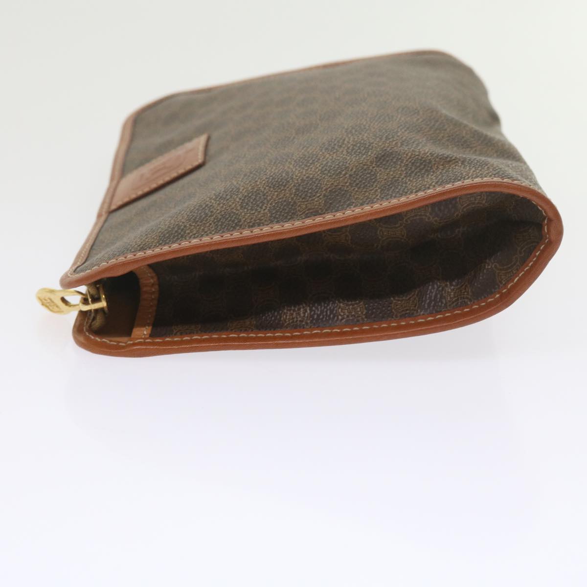 Luxury CELINE Macadam Canvas Clutch Bag PVC Leather Brown 9943