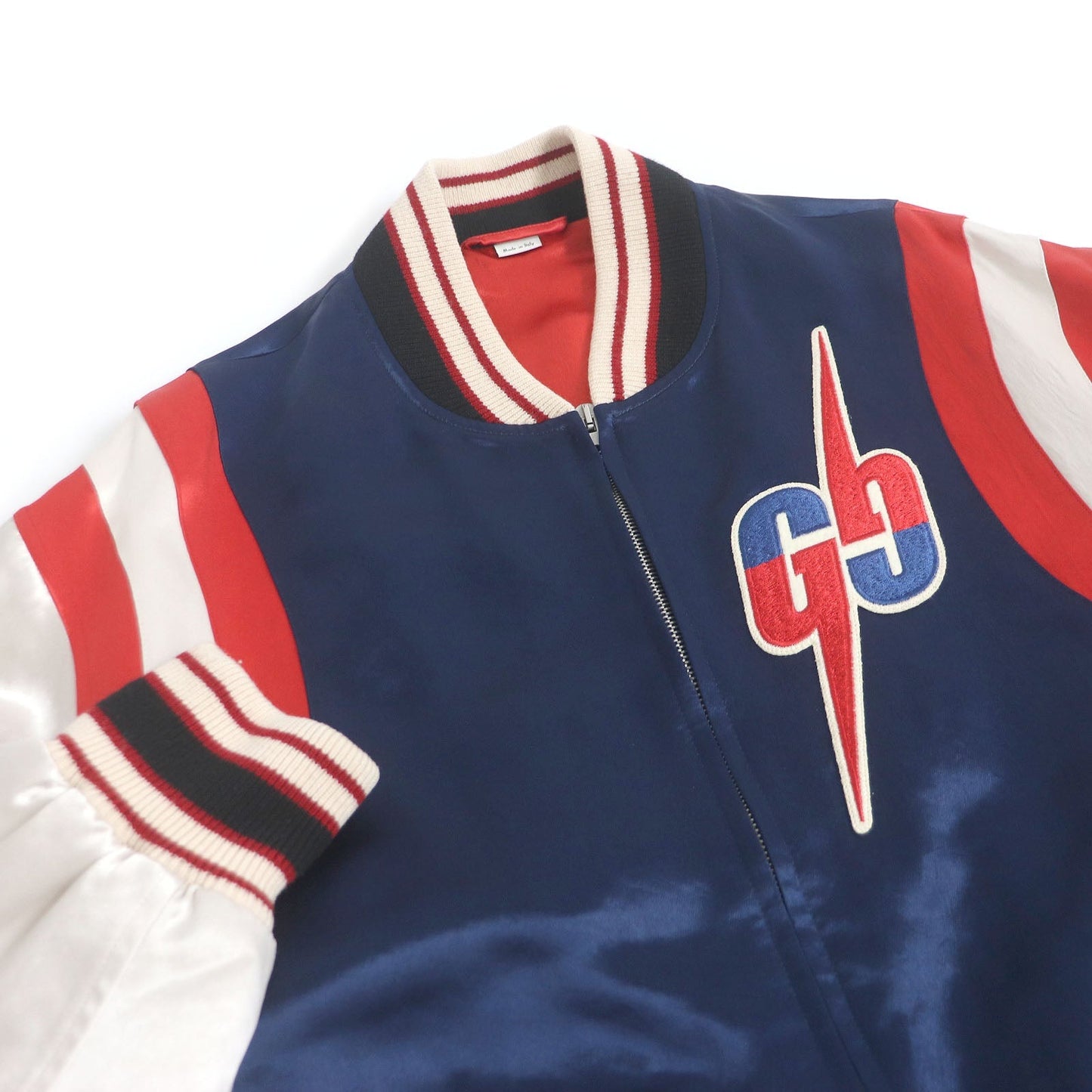 GUCCI Stajan 575315 Main: 100% acetate, part: 57% rayon, part: 43% polyester, part: 100% wool, decoration: 100% acetate, embroidery: 100% polyester Blue x red mens 44