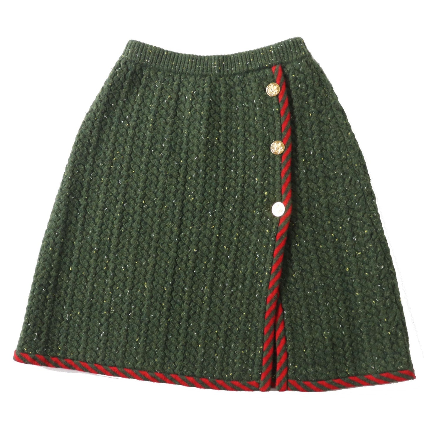 GUCCI skirt 713317 Outer fabric: 69% wool, Outer fabric: 15% cotton, Outer fabric: 11% rayon, Outer fabric: 5% nylon, Trimming 1: 100% wool, Trimming 2: 65% wool, 15% cotton, 12% rayon, 7% nylon, 1% polyurethane Green red Women S