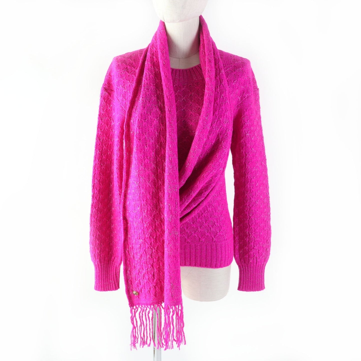 CHANEL knit P44135 Main: 75% alpaca, Main: 20% rayon, Main: 5% polyester pink Women 36