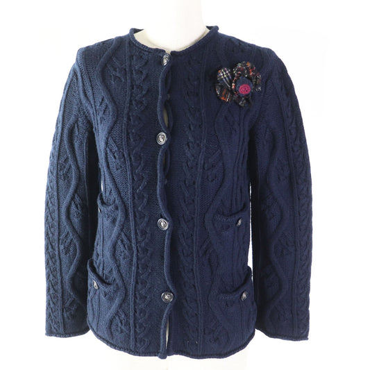 CHANEL cardigan P46489 Main: 100% cashmere, Other: 58% cashmere, 20% wool, 10% rayon, 9% nylon, 3% silk Navy Women 34