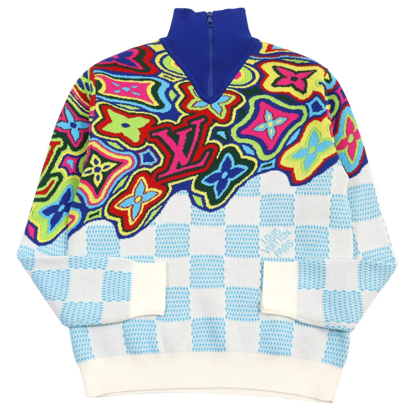 LOUIS VUITTON knit HKN79W Outer material: 97% cotton, Outer material: 2% nylon, Outer material: 1% polyurethane Multicolor All-over Pattern mens S