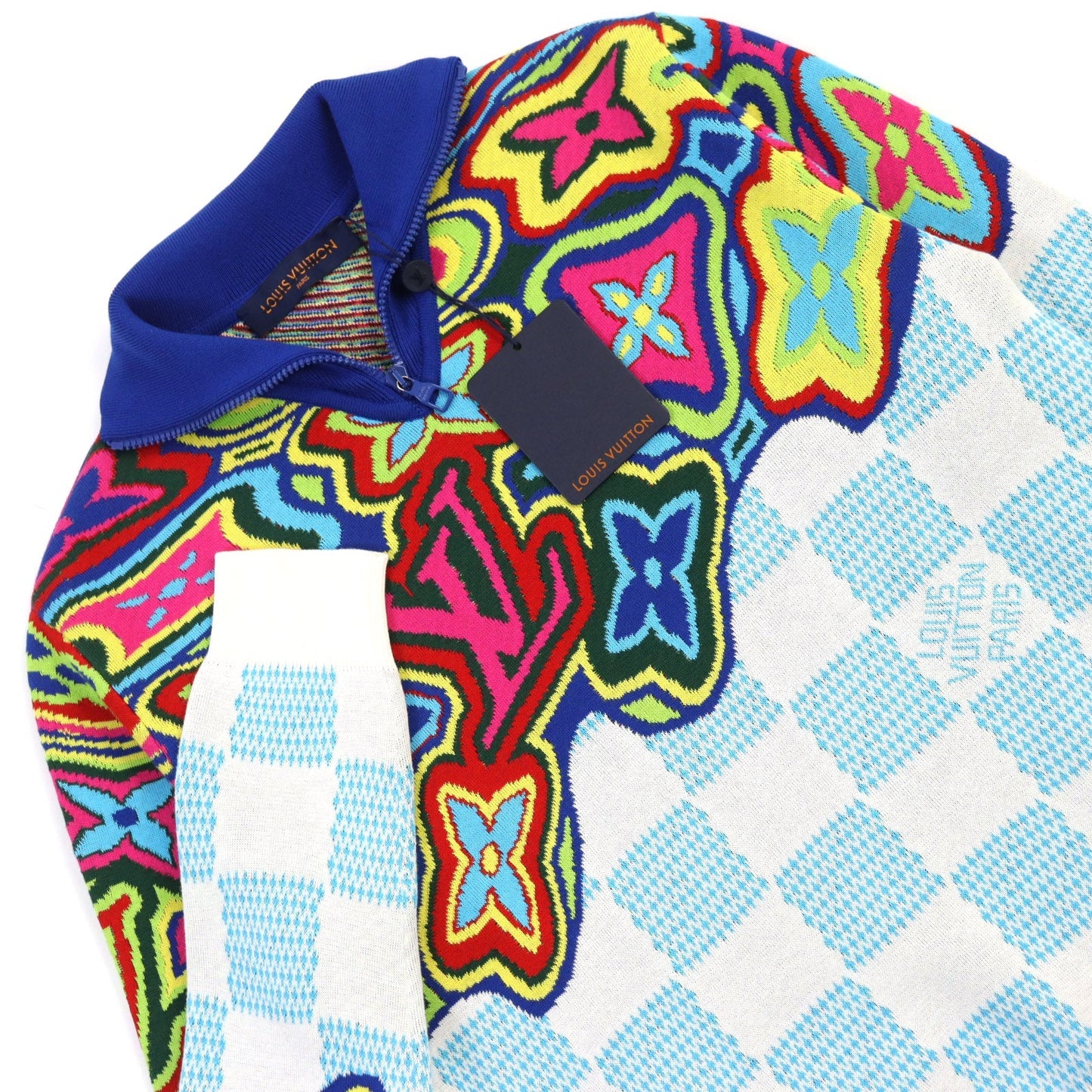 LOUIS VUITTON knit HKN79W Outer material: 97% cotton, Outer material: 2% nylon, Outer material: 1% polyurethane Multicolor All-over Pattern mens S