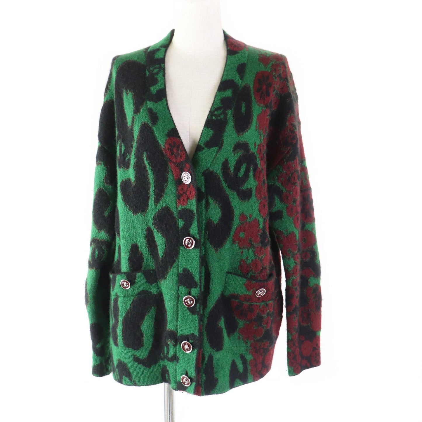 Chanel Cashmere Mohair Cardigan COCO Mark Button Classic Flap Tote