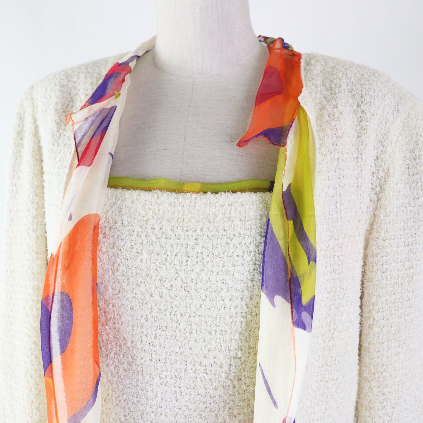 CHANEL setup 00T P15633 Outer: 75% nylon, Outer: 25% wool, Lining: 100% silk Ivoryx multi Women 40
