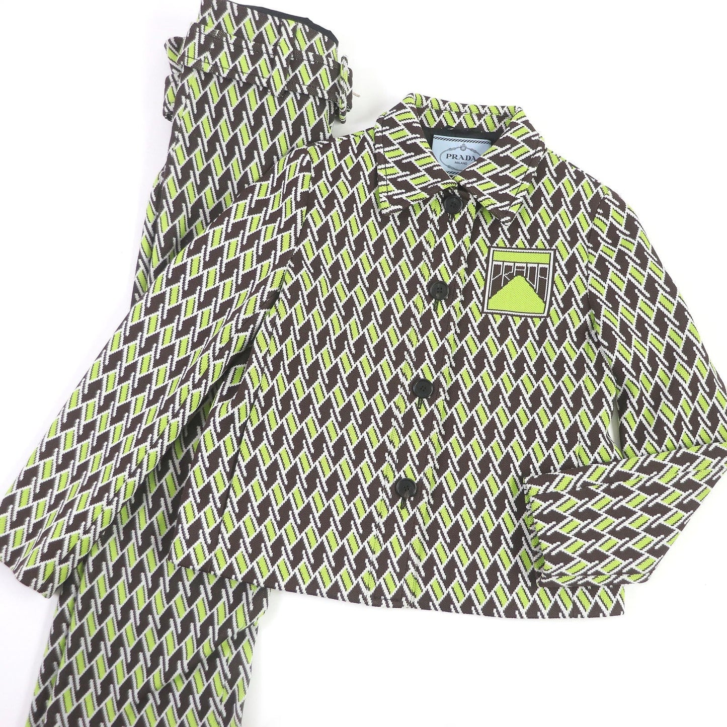 PRADA setup P567GI/P282BH Main: 100% polyester, Lining: 100% rayon Green Brown type Women 38
