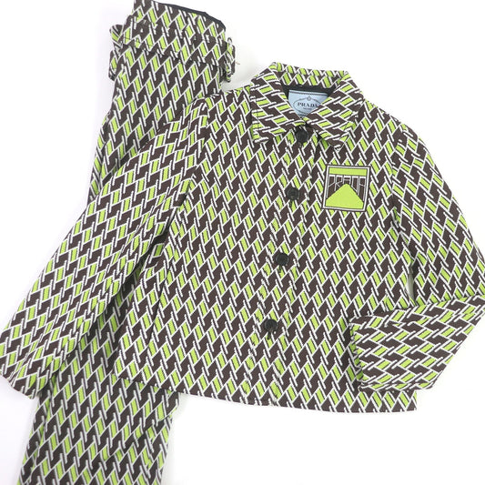 PRADA setup P567GI/P282BH Main: 100% polyester, Lining: 100% rayon Green Brown type Women 38