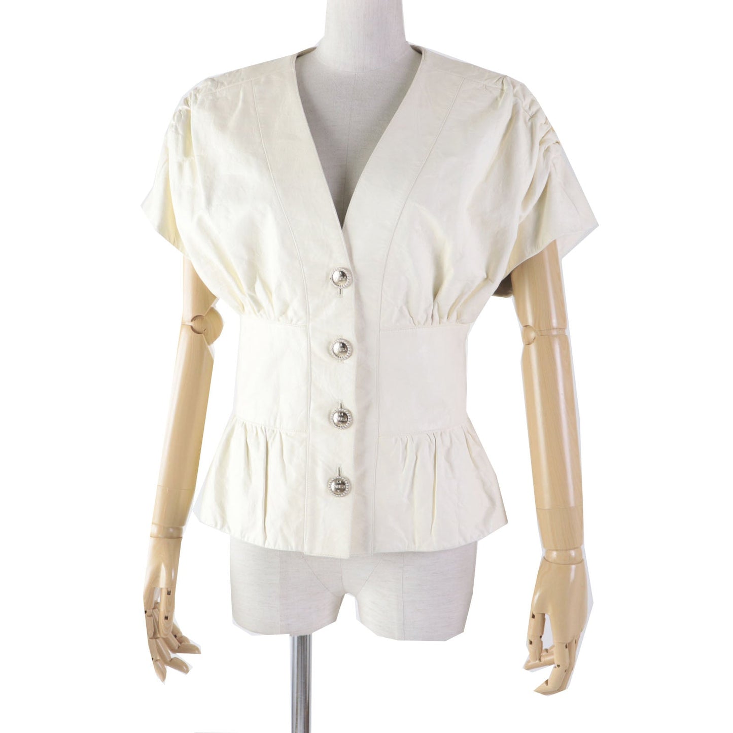 Chanel Lambskin Short Sleeve Leather Jacket Ivory Classic Flap Tote