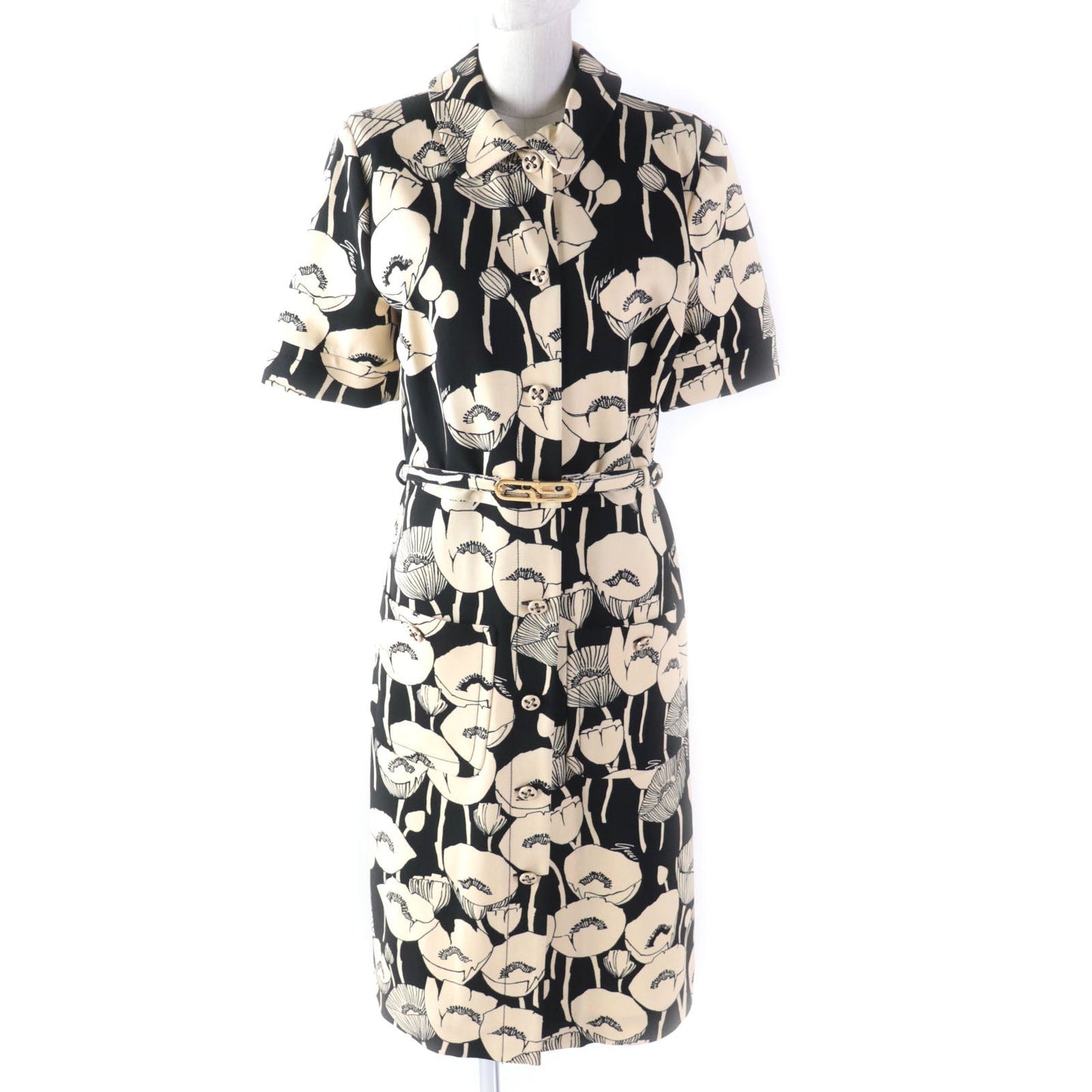 GUCCI one piece 653181 Main: 93% rayon, Main: 7% polyurethane Black beige Women M