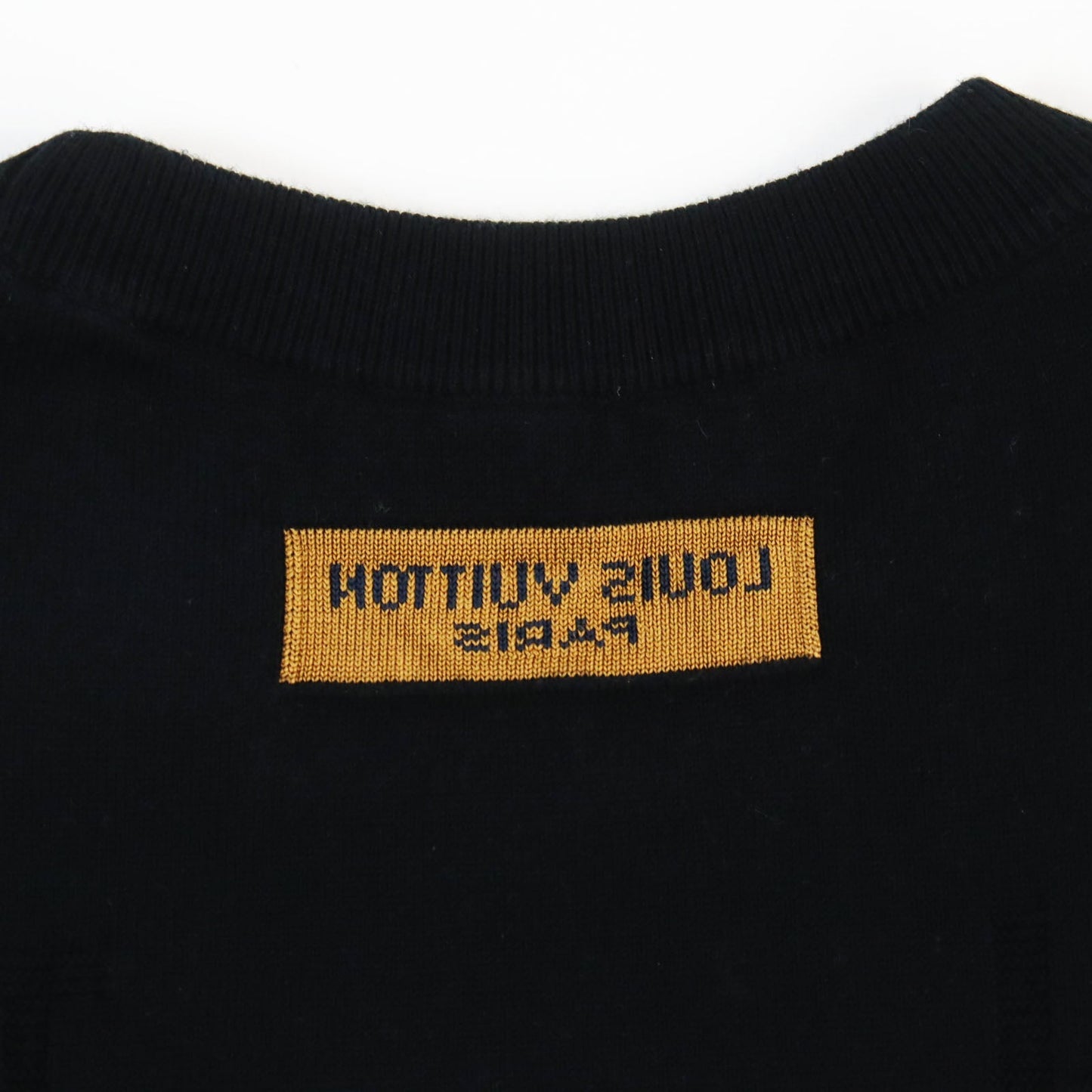 LOUIS VUITTON Short sleeve knit Main: 99% cotton, Main: 1% silk black mens 4L