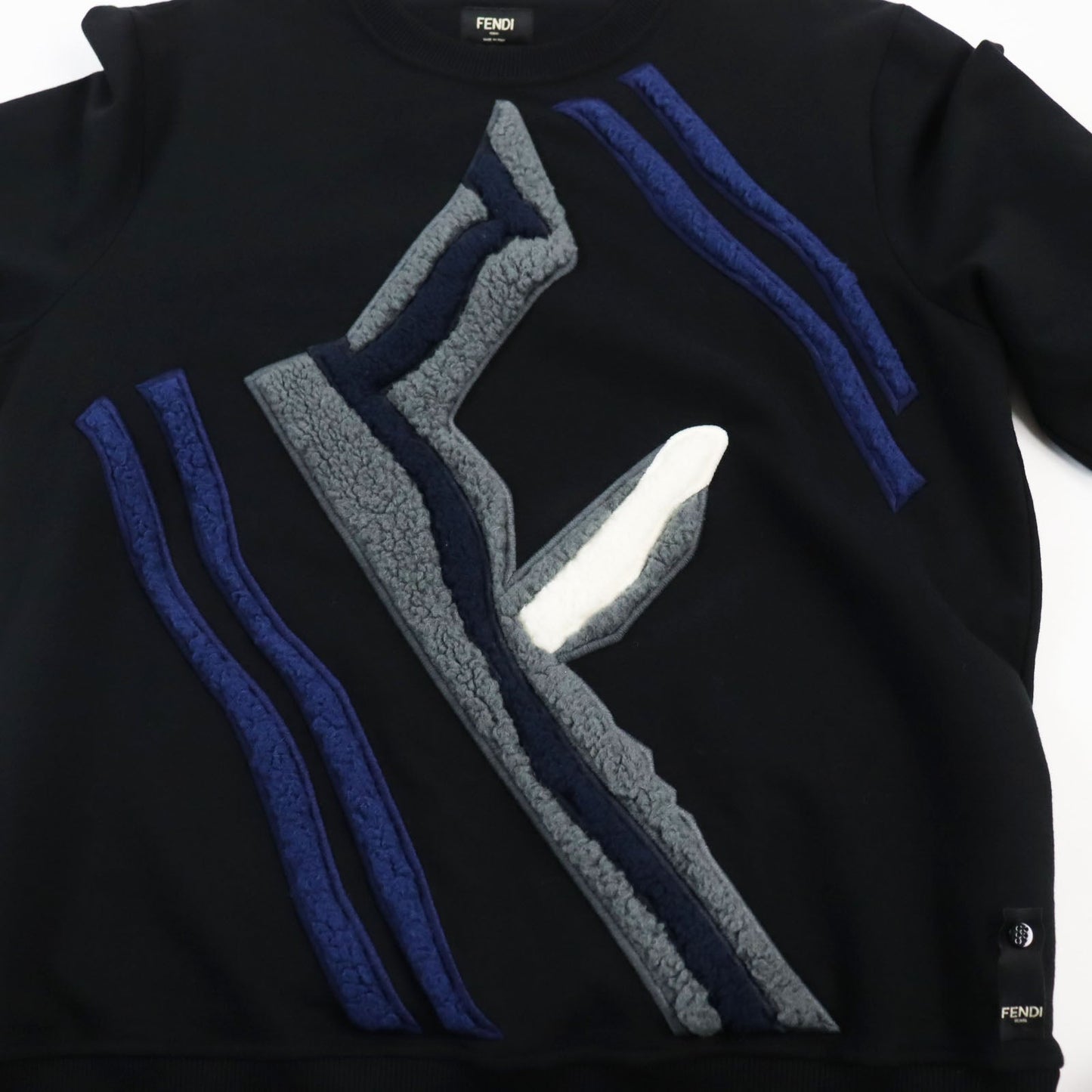 FENDI sweat FY0178 Main: 100% cotton, Part: 97% cotton, Part: 3% polyurethane, Part: 48% acrylic, 39% wool, 13% silk black mens M