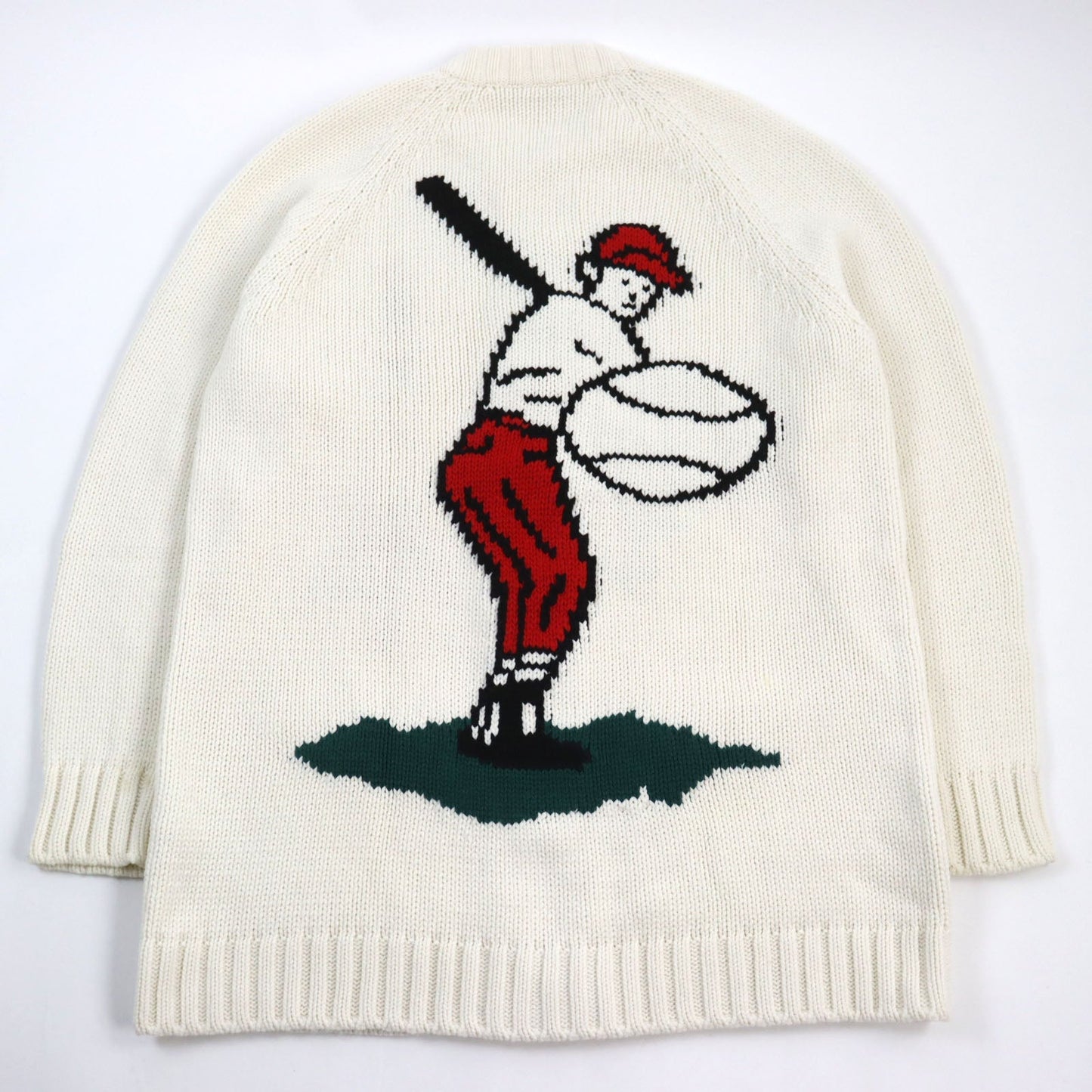 LOUIS VUITTON cardigan HHN15W Main: 100% wool off white Baseball zip-up knit long cardigan mens XL