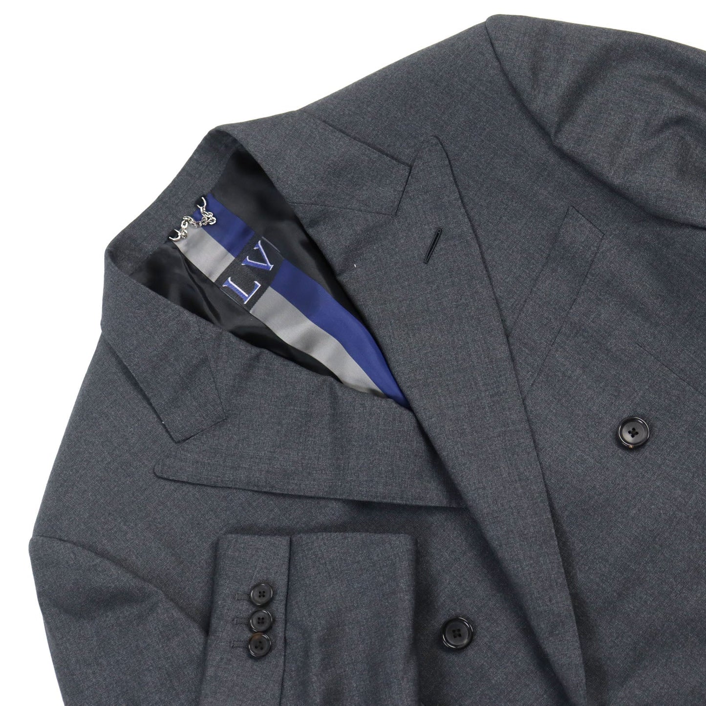 LOUIS VUITTON suit HGCF7W Outer: 78% wool, Outer: 22% silk, Lining: 58% cupra, Lining: 24% rayon, Lining: 18% polyester gray mens 50