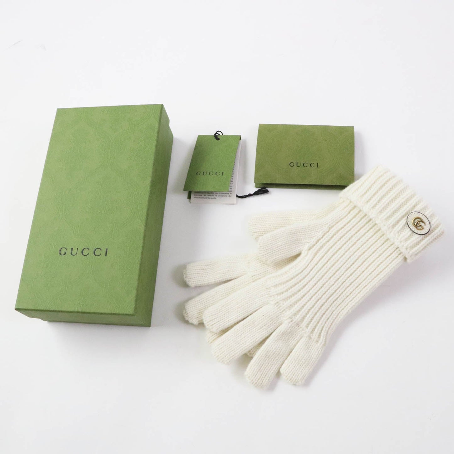 GUCCI gloves 788503 Main: 85% wool, Main: 15% cashmere, Part: leather Ivory Women M