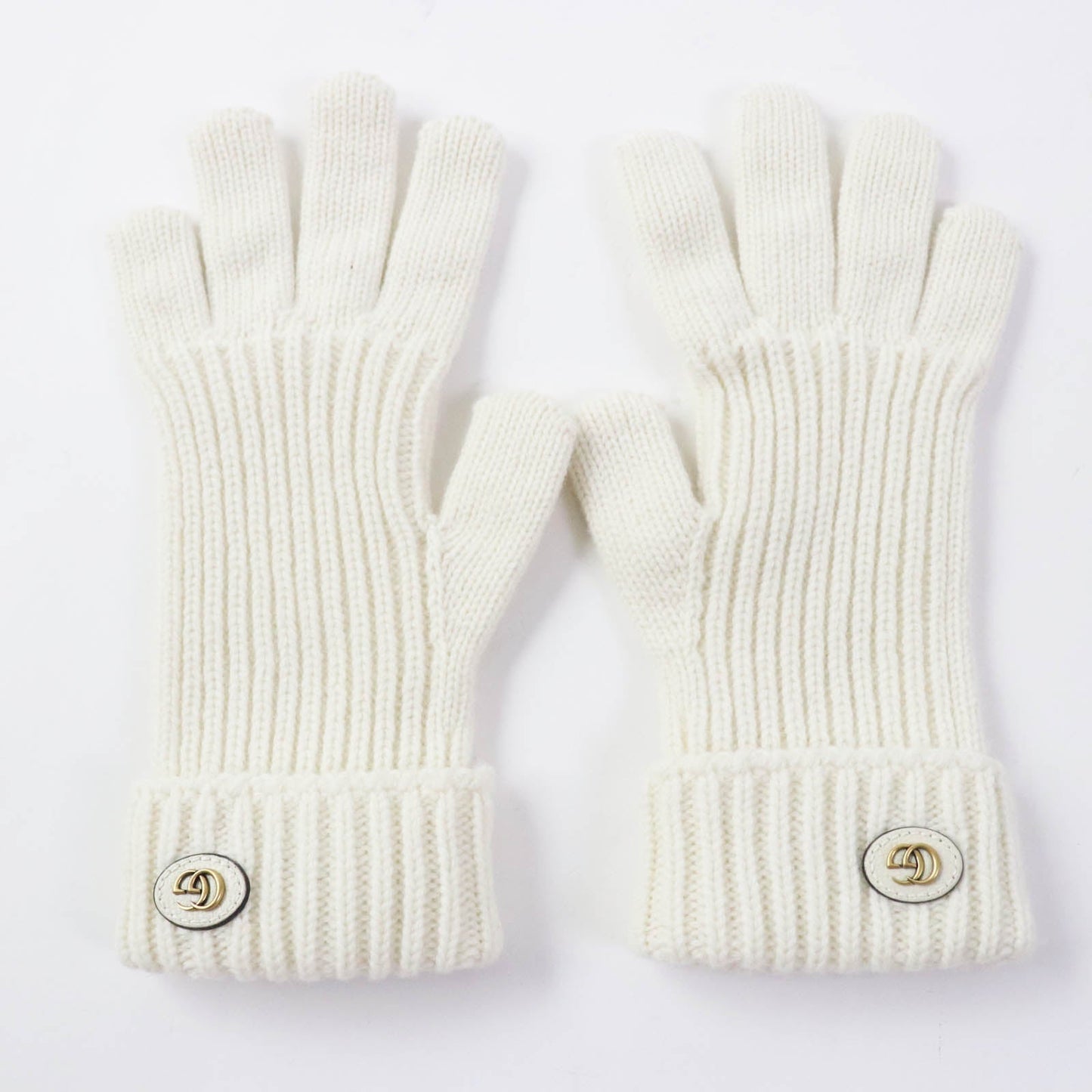 GUCCI gloves 788503 Main: 85% wool, Main: 15% cashmere, Part: leather Ivory Women M