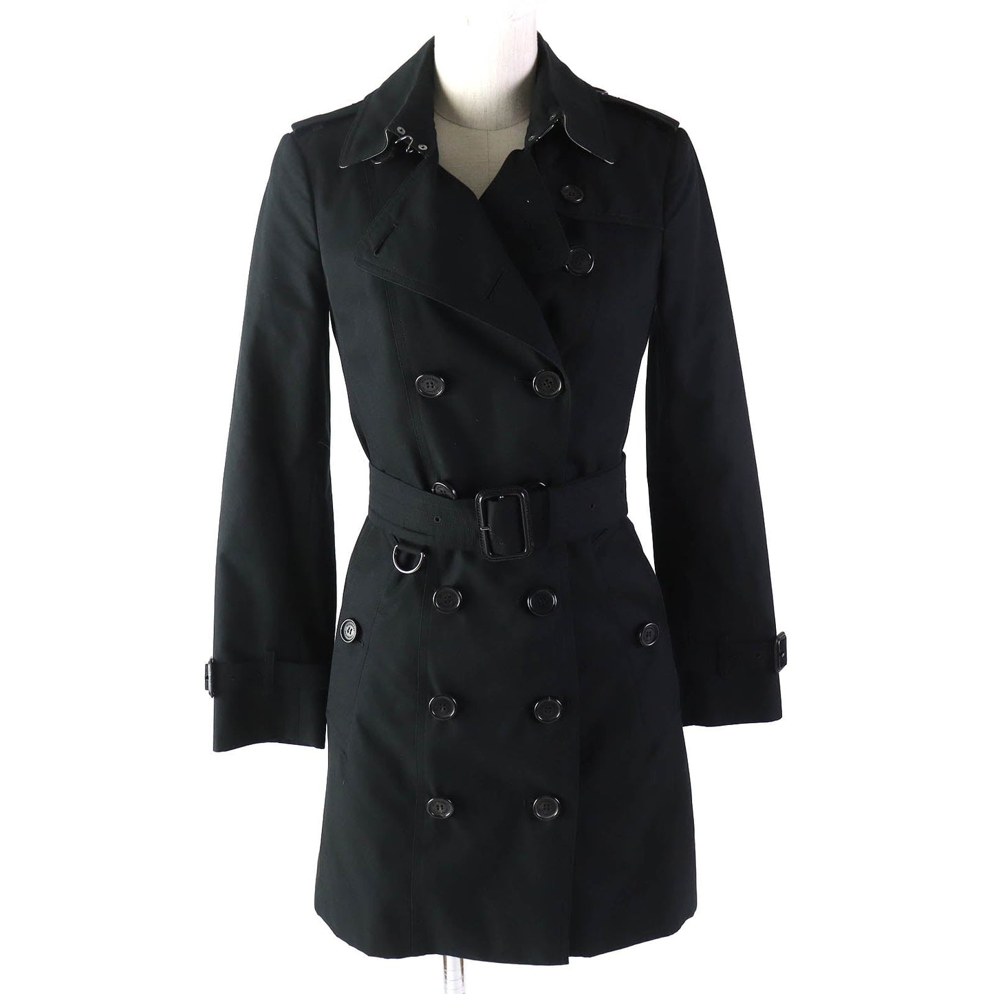 BURBERRY trench coat Outer: 100% cotton, Sleeve lining: 100% viscose (rayon), Liner: 55% cashmere, Liner: 45% wool black Women 36