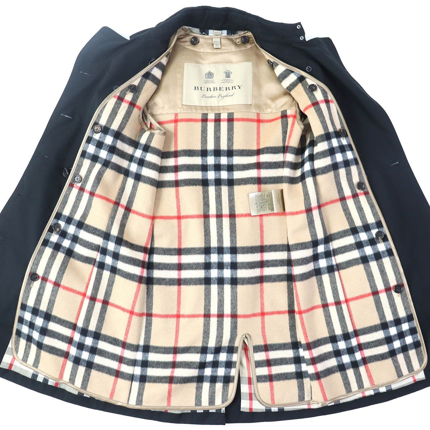 BURBERRY trench coat Outer: 100% cotton, Sleeve lining: 100% viscose (rayon), Liner: 55% cashmere, Liner: 45% wool black Women 36