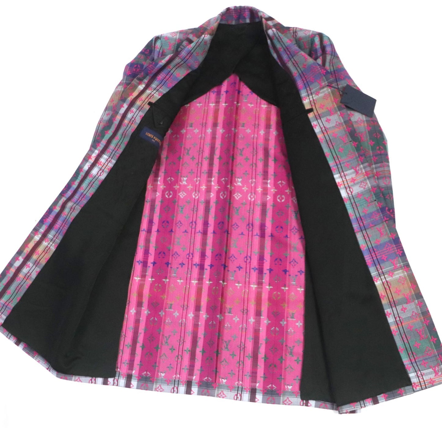 LOUIS VUITTON Chester coat Main: 65% wool, Main: 35% polyester, Lining: 30% cupra, Lining: 27% acetate, Lining: 24% rayon, : 19% cotton Pink multi mens 48