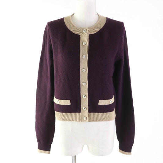 CHANEL cardigan 17A P57065 Main: 98% cashmere, Main: 2% polyester PLUM/GOLDEN BEIGE Women 38