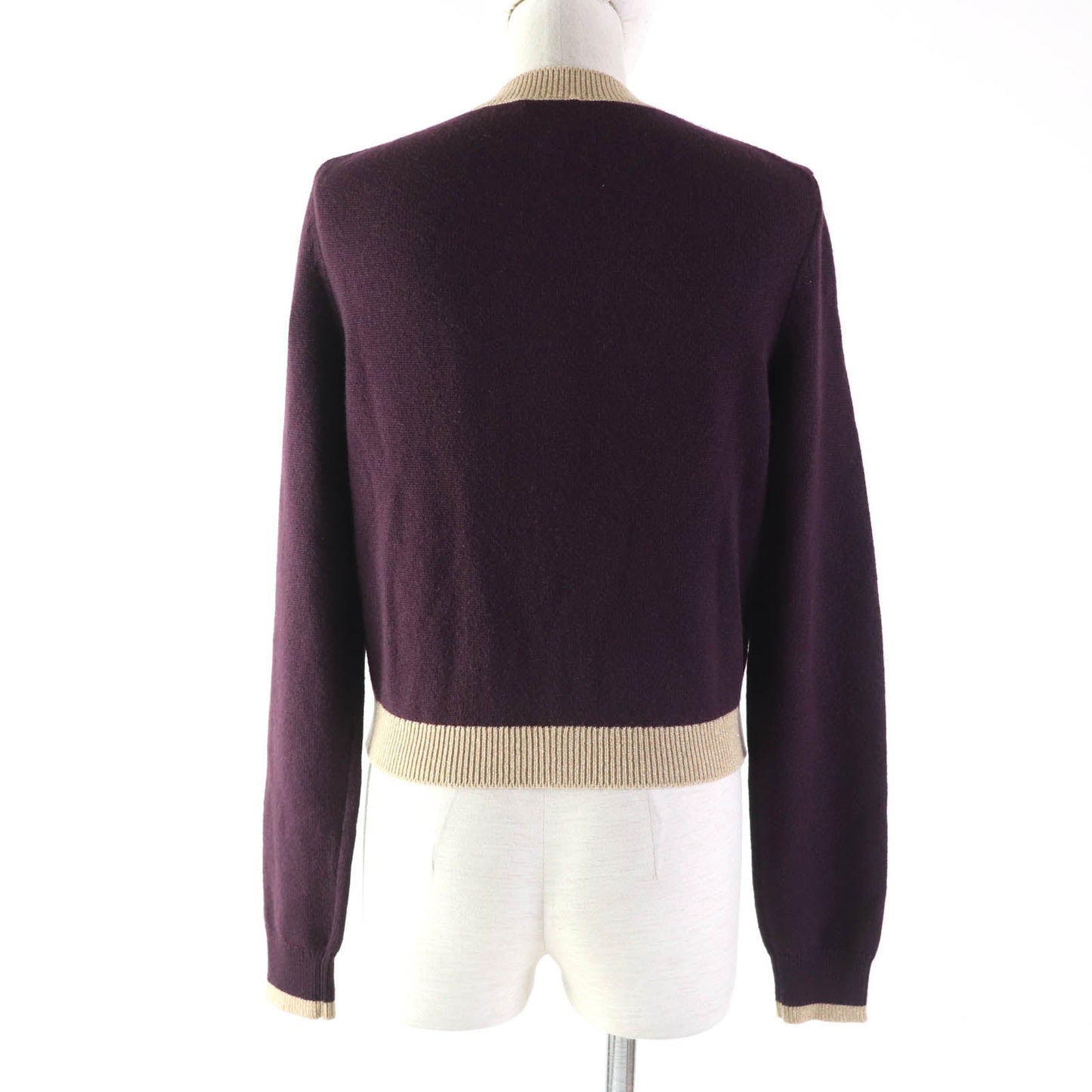 CHANEL cardigan 17A P57065 Main: 98% cashmere, Main: 2% polyester PLUM/GOLDEN BEIGE Women 38