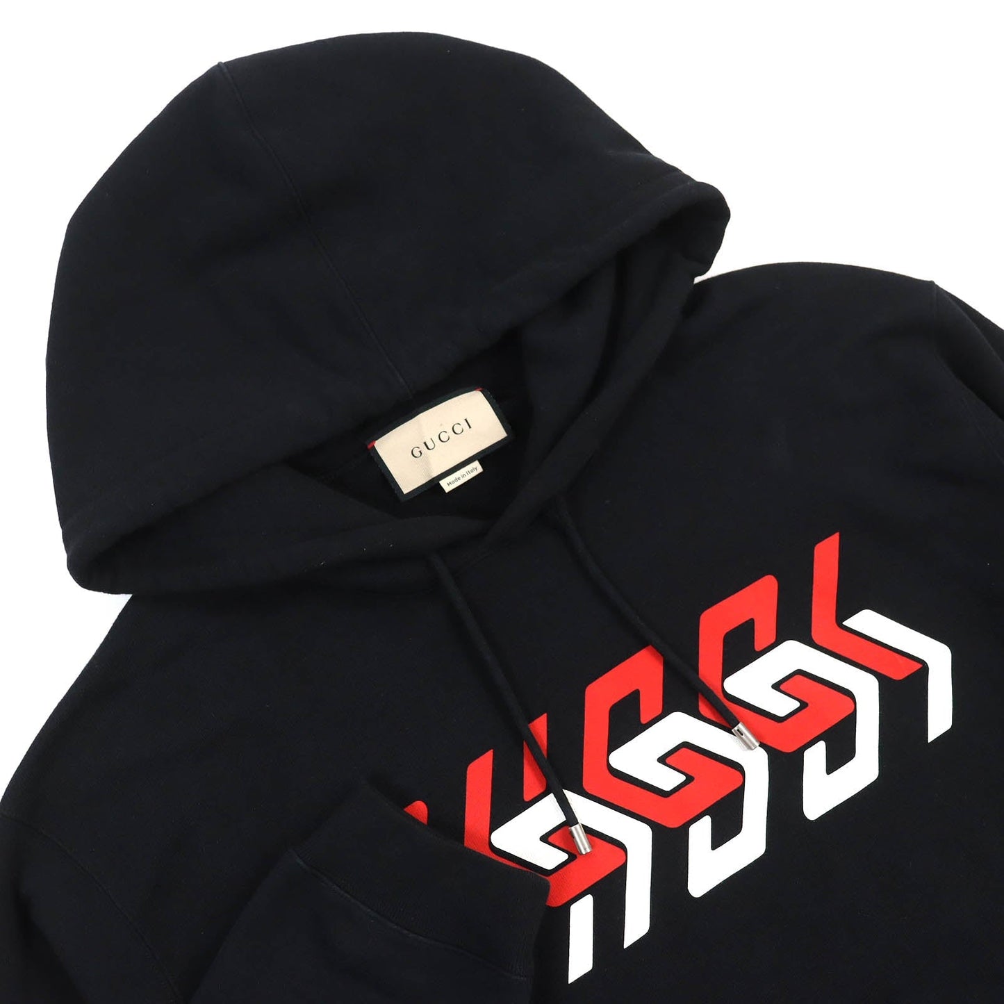 GUCCI Hoodie 681210 Main: 100% cotton Black red white mens L