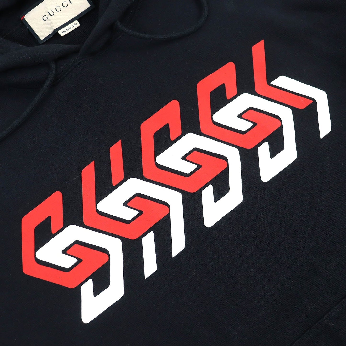GUCCI Hoodie 681210 Main: 100% cotton Black red white mens L