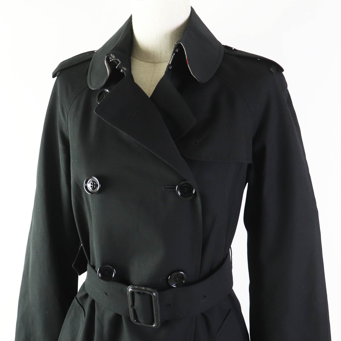 Burberry Prorsum trench coat Outer: 65% polyester, Outer: 35% cotton, Lining: 50% cotton, Lining: 50% polyester, Sleeve lining: 100% rayon black Women 34