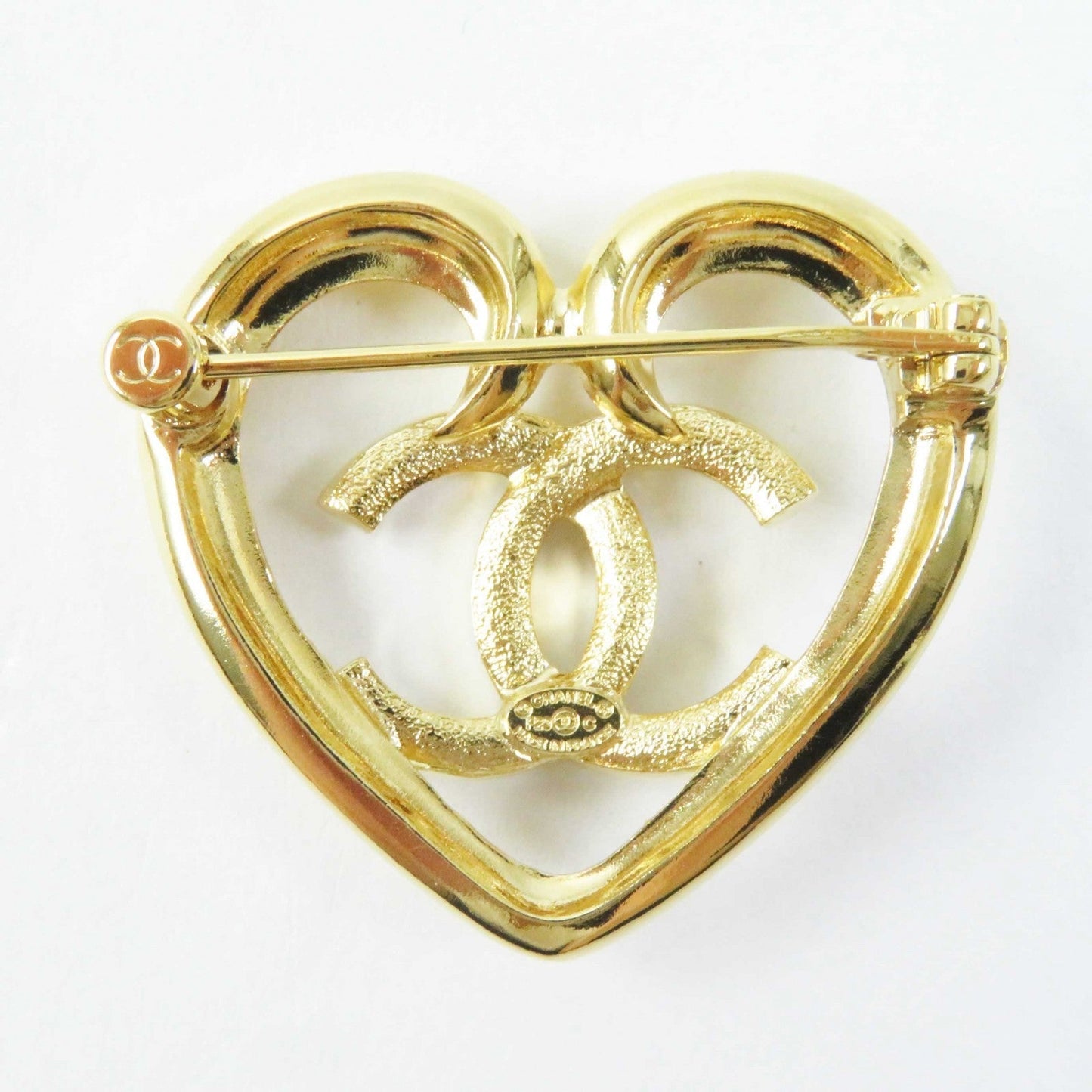 CHANEL Brooch F23C Gold Plated, Rhinestone gold COCO Mark Heart Mark Women