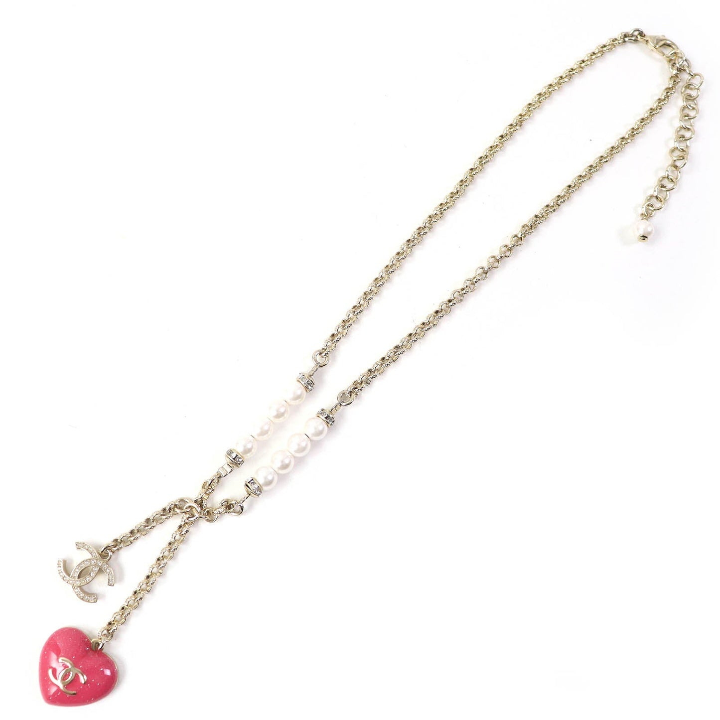 CHANEL Necklace C23P Gold Plated, Faux Pearl, Rhinestone Gold pink Women