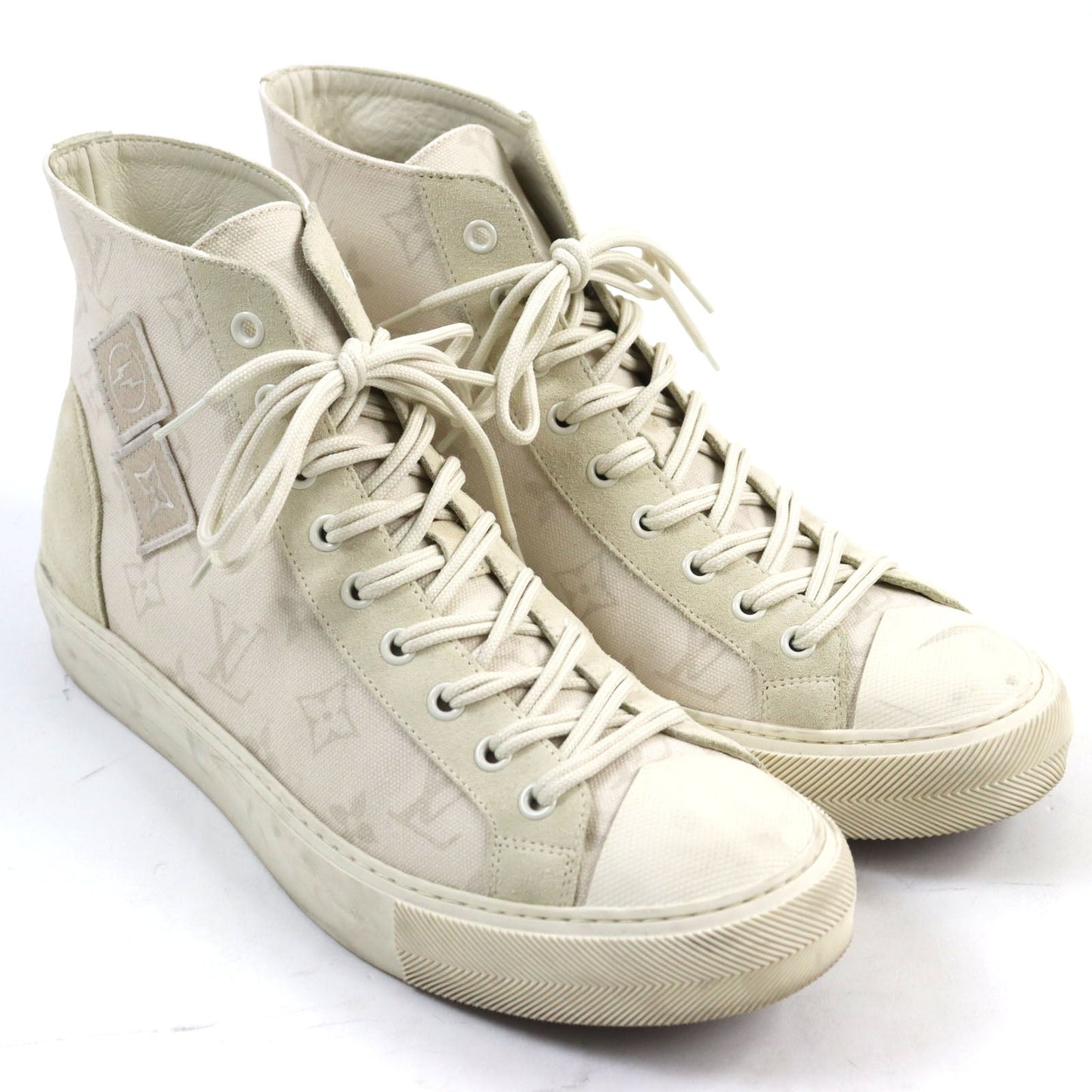 LOUIS VUITTON High cut sneakers Main: Canvas, Part: Suede cream Tattoo Line mens 7