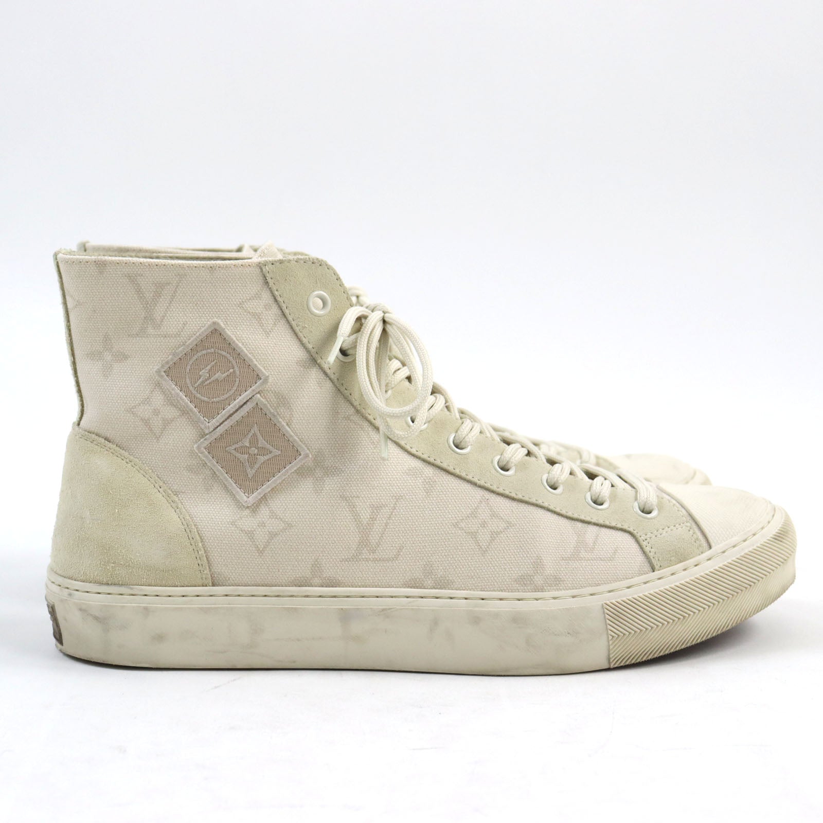 LOUIS VUITTON High cut sneakers Main: Canvas, Part: Suede cream Tattoo Line mens 7