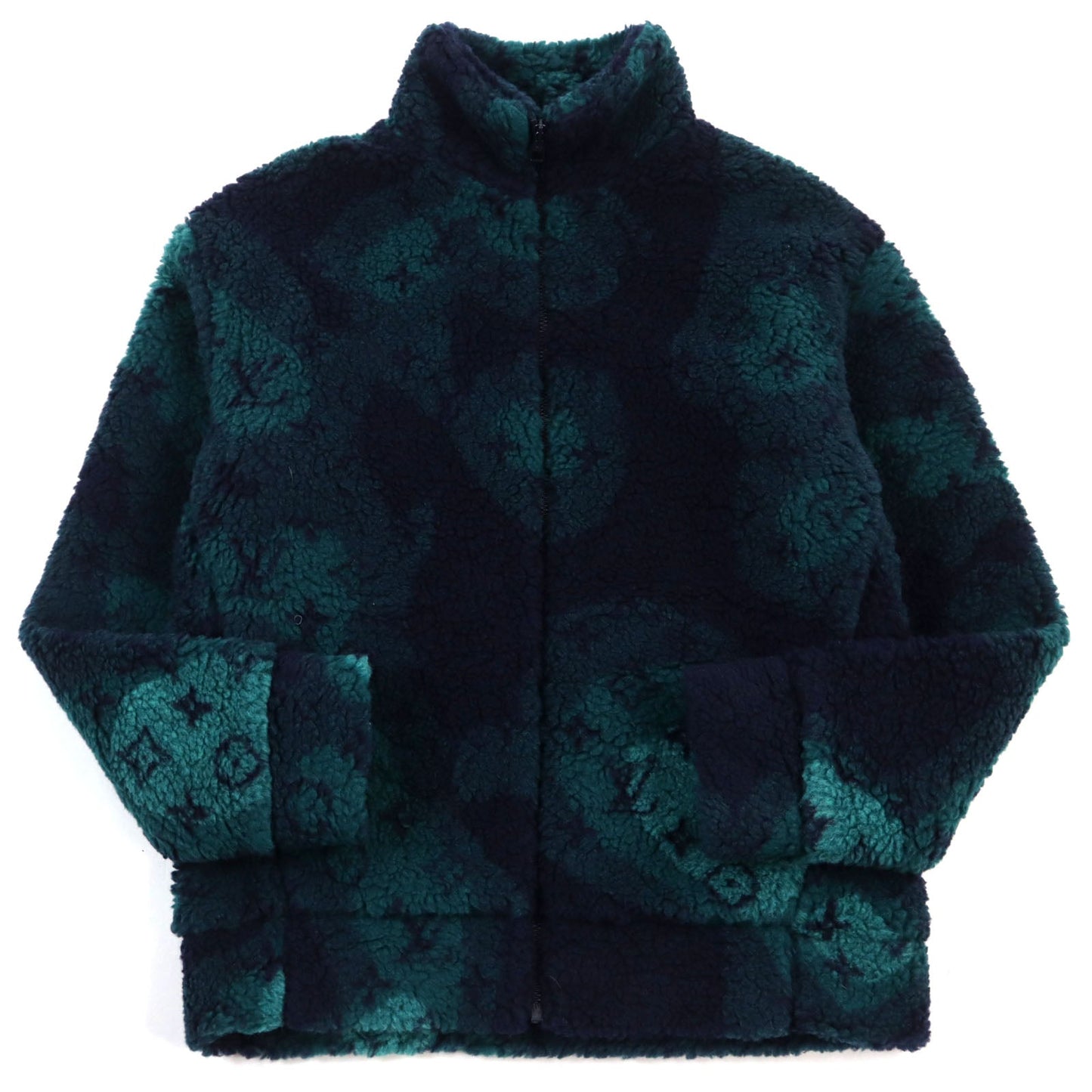 LOUIS VUITTON Blouson HOY15W Outer: 86% polyester, Outer: 14% wool, Lining: 100% cotton Green Navy Camouflage Pattern mens M