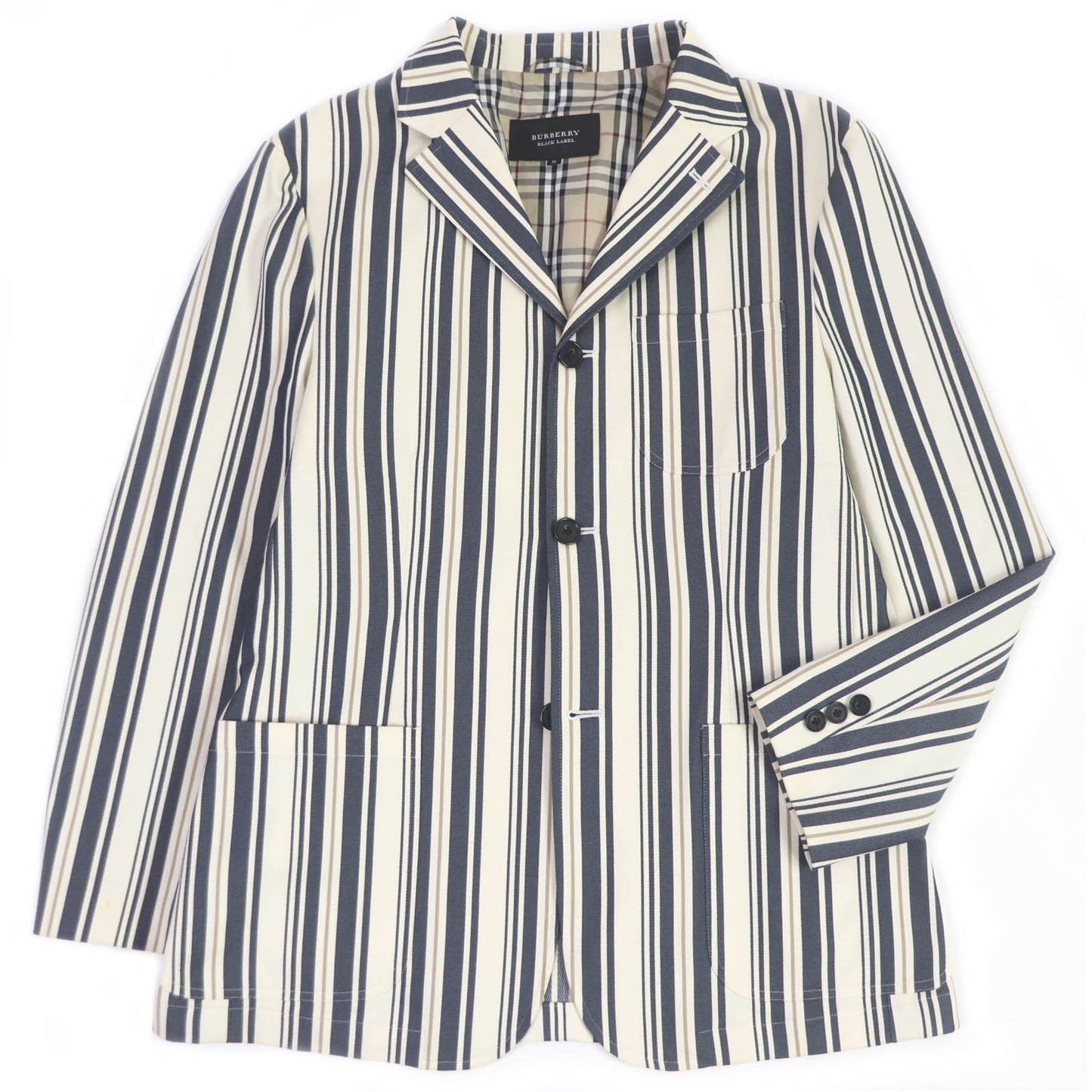 BURBERRY BLACK LABEL tailored jacket Outer: 70% cotton, Outer: 27% polyester, Outer: 3% polyurethane, Lining: cupra, Lining: polyester Ivorytype mens M