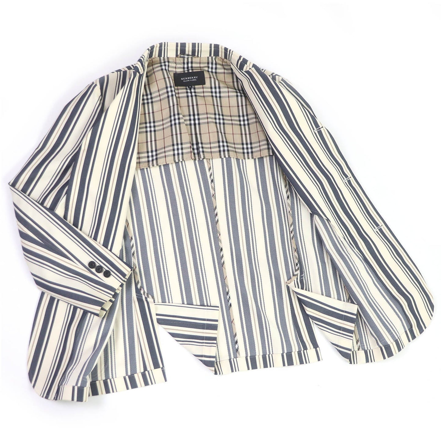 BURBERRY BLACK LABEL tailored jacket Outer: 70% cotton, Outer: 27% polyester, Outer: 3% polyurethane, Lining: cupra, Lining: polyester Ivorytype mens M