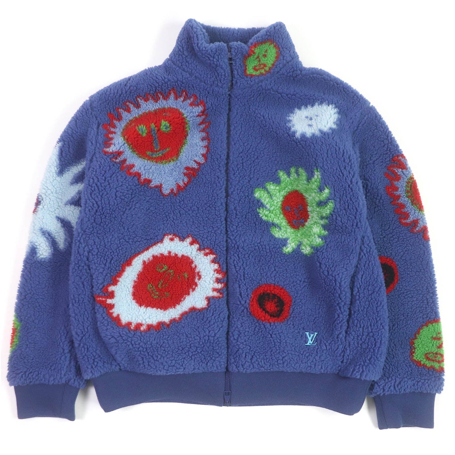 LOUIS VUITTON Blouson Outer: 53% polyester, Outer: 47% acrylic, Lining: 100% cotton, Part: 100% wool blue mens L