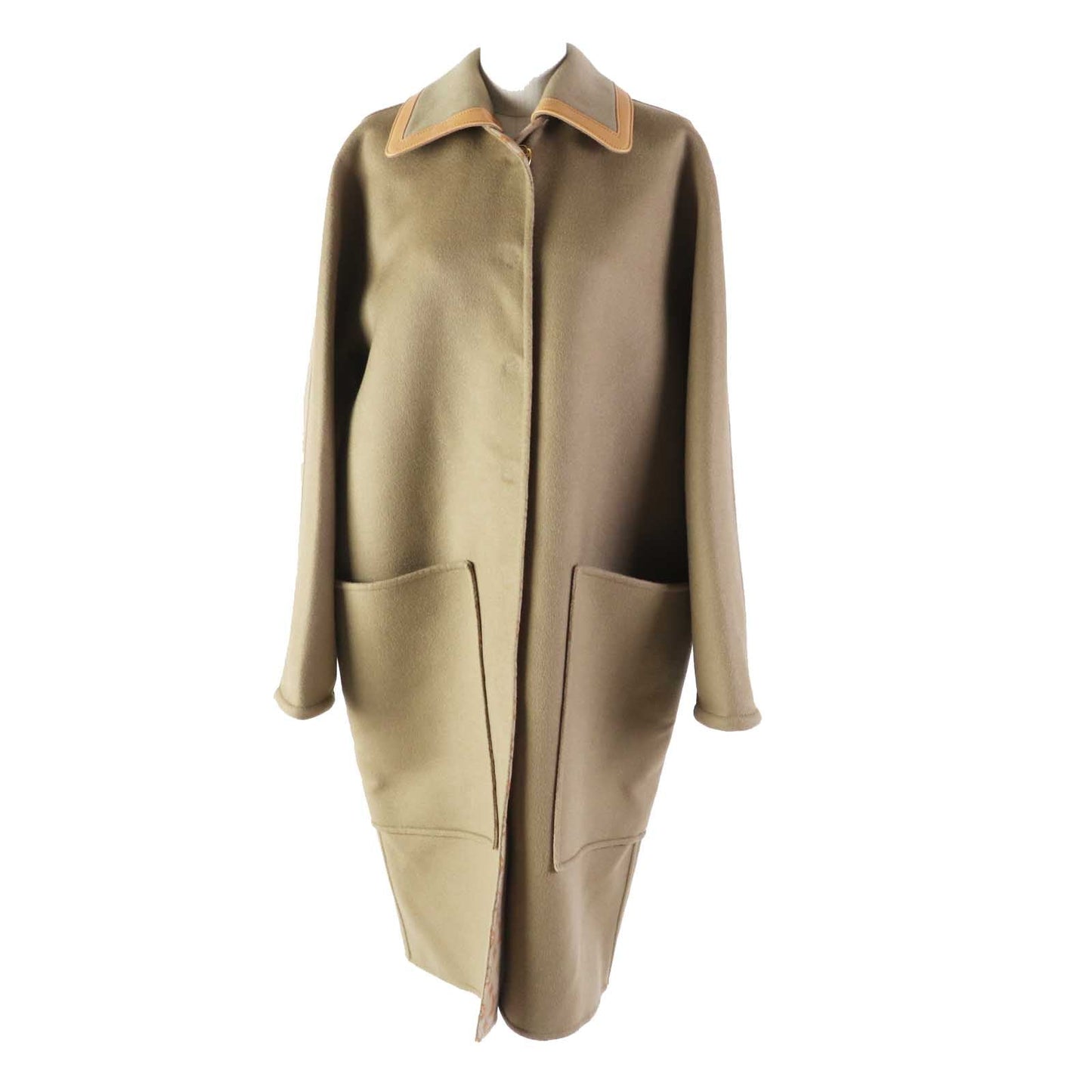 LOUIS VUITTON coat 1ABQP2 Outer material: 99% wool, Outer material: 1% silk, Part: Lamb leather beige Removable collar double face coat Women 36