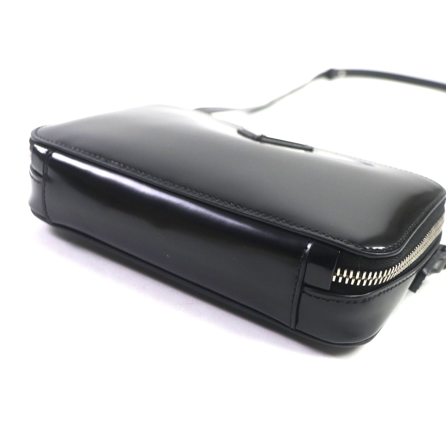 PRADA Shoulder Bag 2VH173 Brushed leather black Brick mens