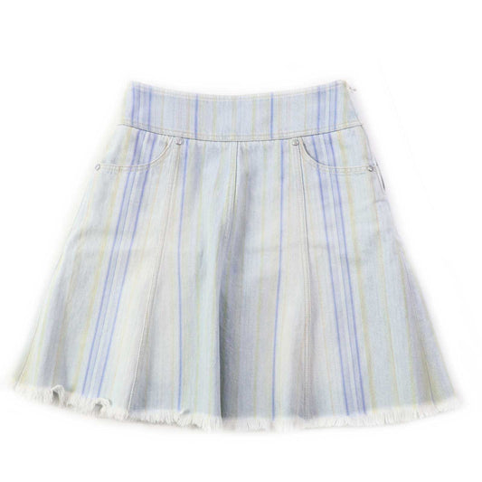 Chanel Stripe Skirt Light Blue 34 Classic Flap Tote